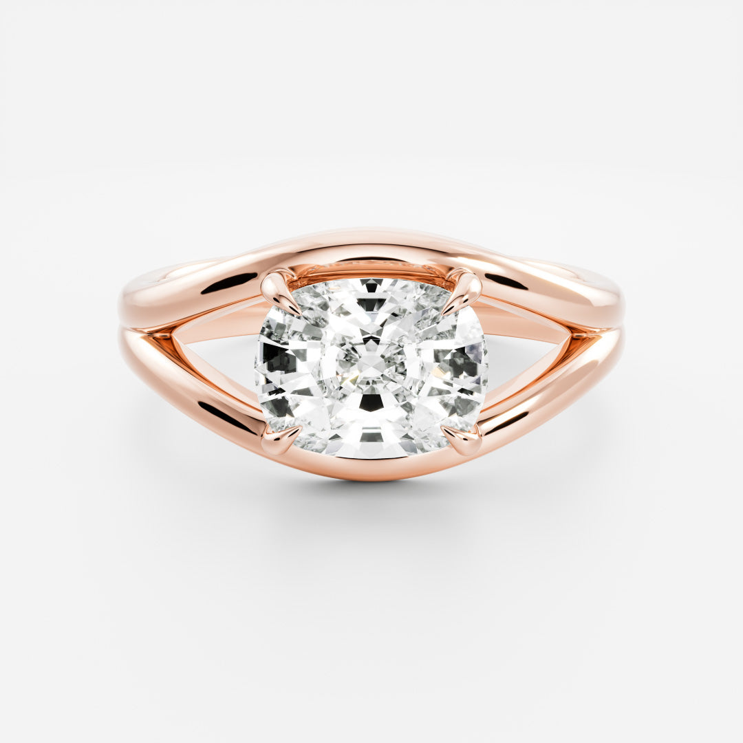 East-West Elongated Cushion: Split Shank Lab Grown Diamond