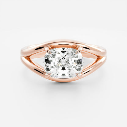 East-West Elongated Cushion: Split Shank Lab Grown Diamond