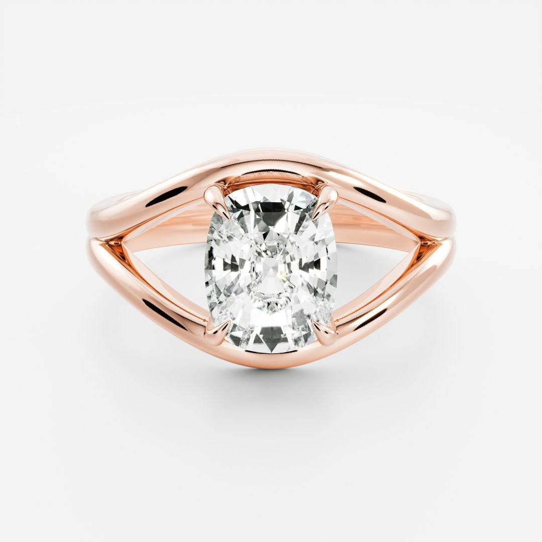 2 CT Elongated Cushion: Split Shank Lab Grown Diamond