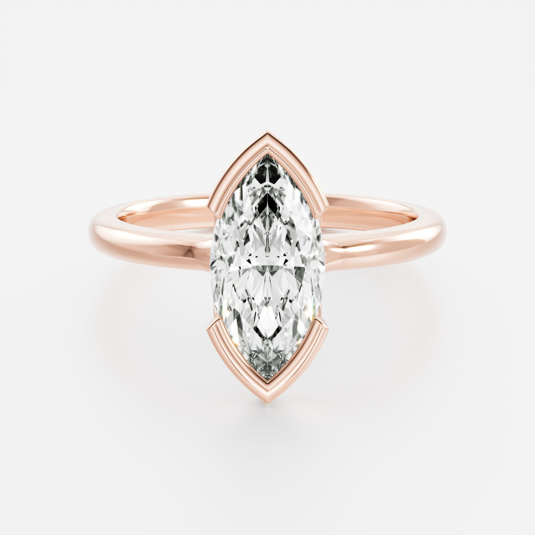 2 CT Marquise: Bezel Half Lab Grown Diamond