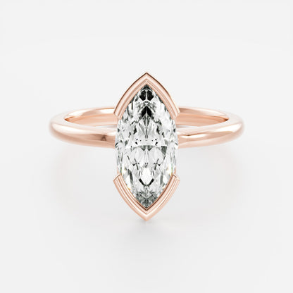 2 CT Marquise: Bezel Half Lab Grown Diamond