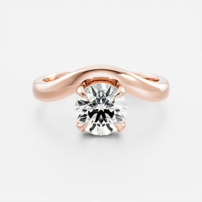 1 CT Round: Wavy Solitaire Lab Grown Diamond Engagement Ring