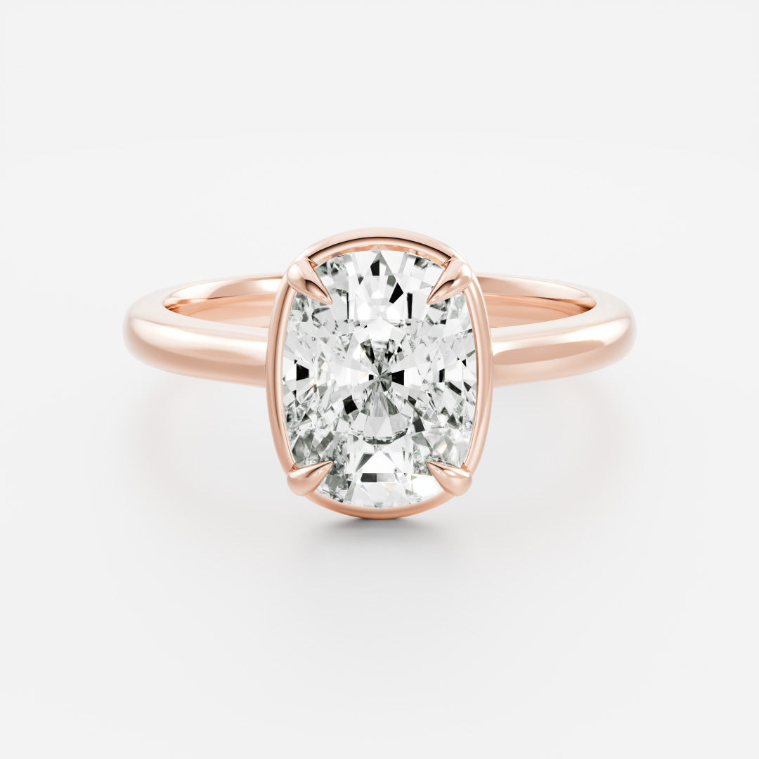 2.5 CT Elongated Cushion: Pronged Bezel Lab Grown Diamond