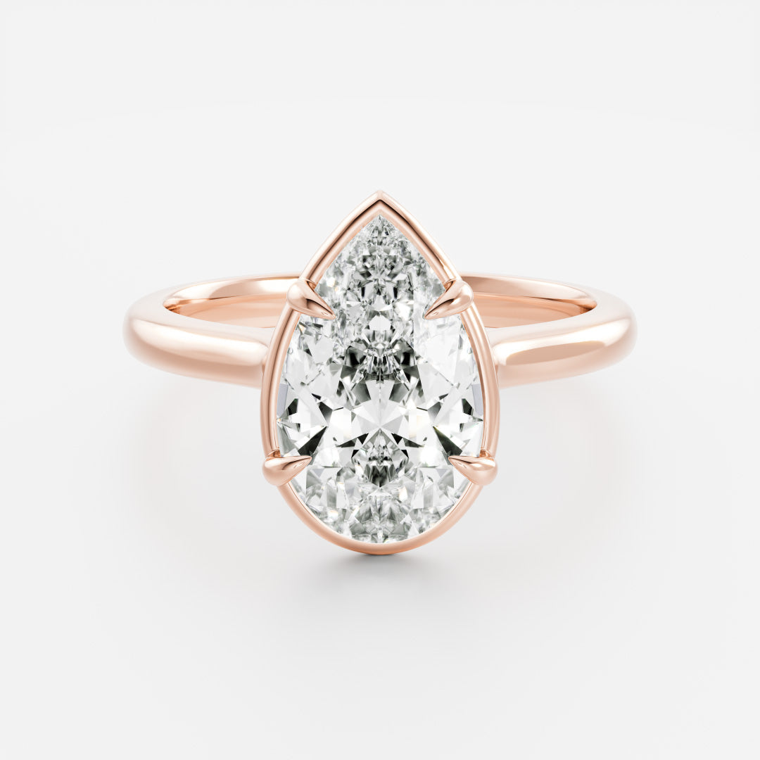 2.5 CT Pear: Pronged Bezel Lab Grown Diamond Engagement Ring
