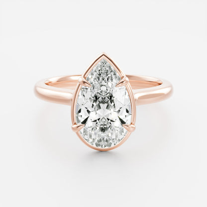 2.5 CT Pear: Pronged Bezel Lab Grown Diamond Engagement Ring