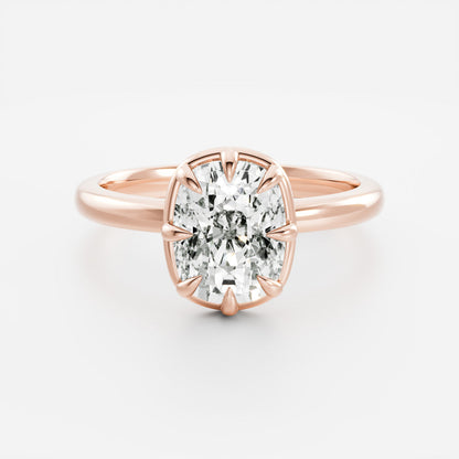 2.5 CT Old Min Cushion: Pronged Bezel Lab Grown Diamond Engagement Ring