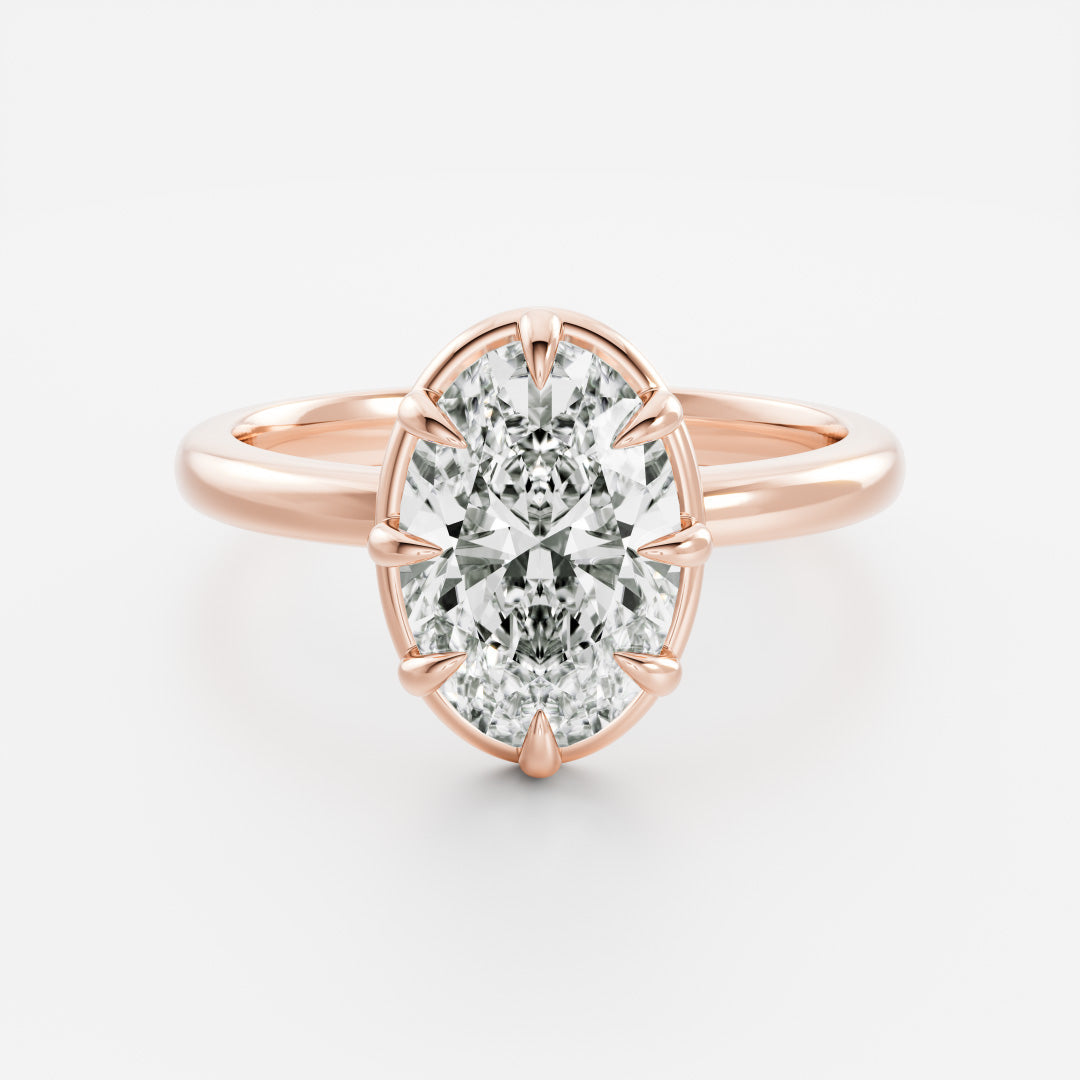 2.5 CT Oval: Pronged Bezel Lab Grown Diamond Engagement Ring