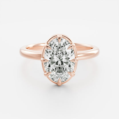 2.5 CT Oval: Pronged Bezel Lab Grown Diamond Engagement Ring
