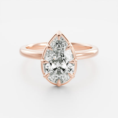 2 CT Pear: Pronged Bezel Lab Grown Diamond Engagement Ring