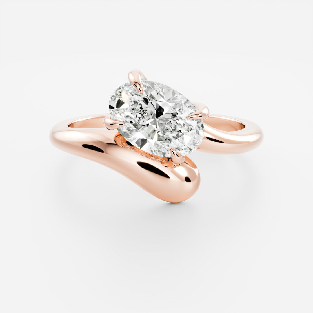 2 CT Oval: Solitaire Twisted Band Lab Grown Diamond Engagement Ring