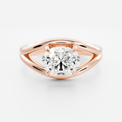 2 CT East-West Oval: Split Shank Lab Grown Diamond