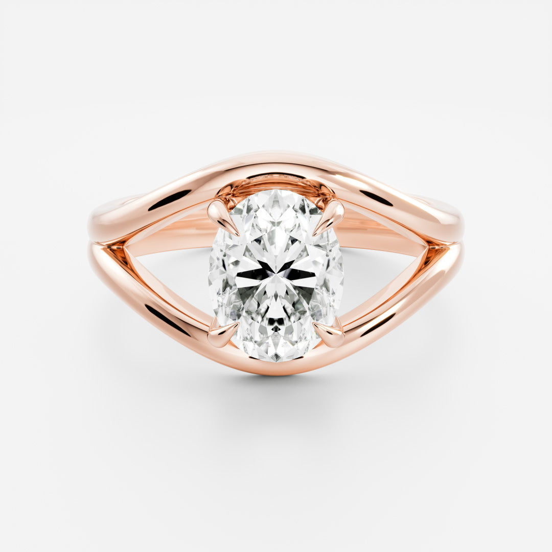 2 CT Oval: Split Shank Lab Grown Diamond Engagement Ring