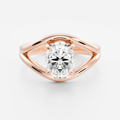 2 CT Oval: Split Shank Lab Grown Diamond Engagement Ring