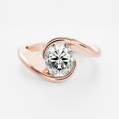 2 CT Oval: Solitaire Swirl Lab Grown Diamond