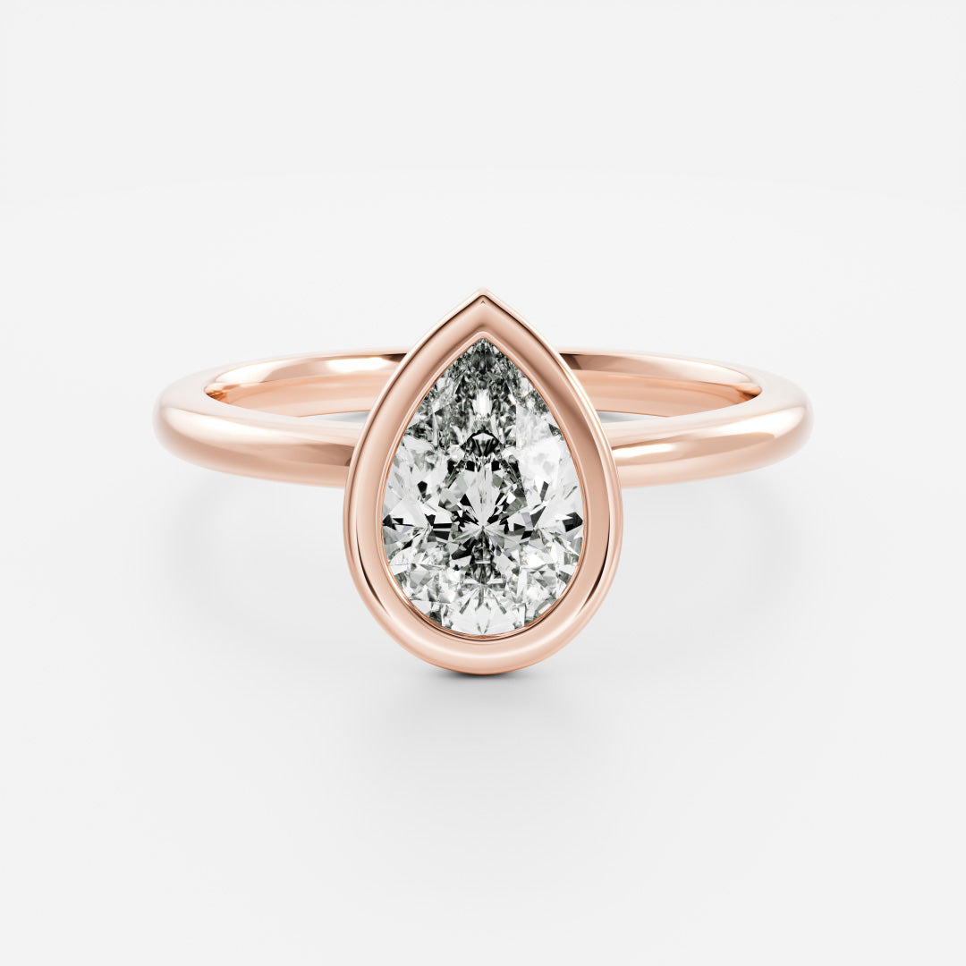 2 CT Pear: Bezel Lab Grown Diamond Engagement Ring