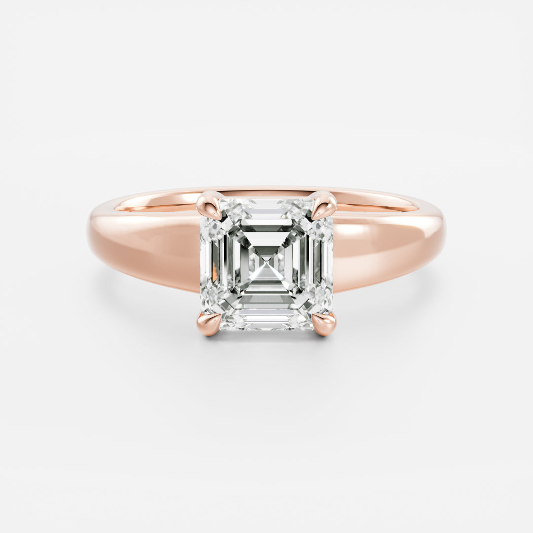 1.5 CT Asscher: Chunky Solitaire Lab Grown Diamond Engagement Ring