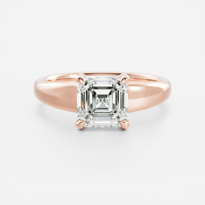 1.5 CT Asscher: Chunky Solitaire Lab Grown Diamond Engagement Ring