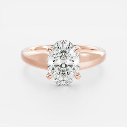1.5 CT Oval: Chunky Solitaire Lab Grown Diamond Engagement Ring