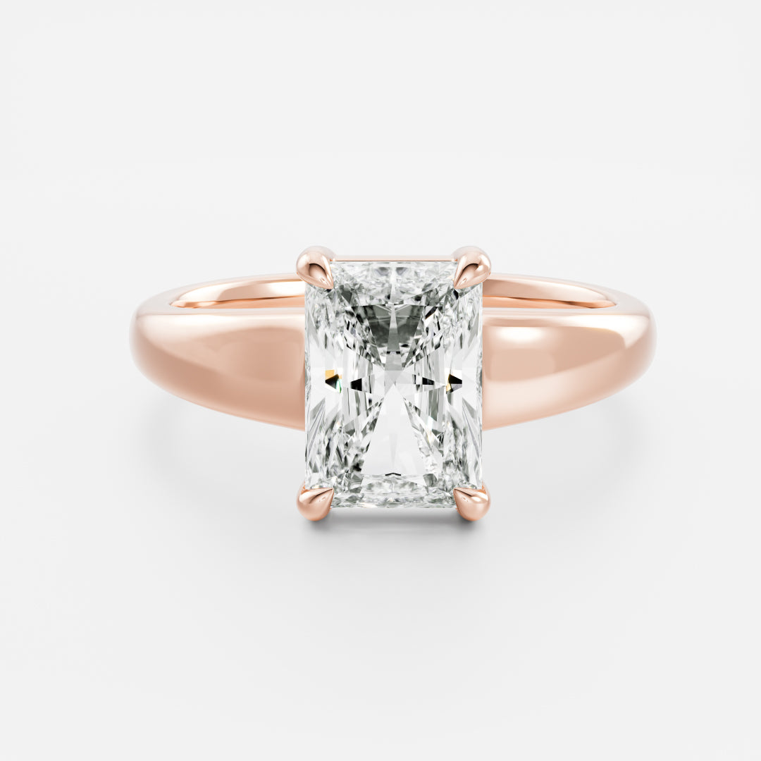 1.5 CT Radiant: Chunky Solitaire Lab Grown Diamond Engagement Ring