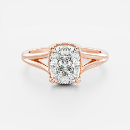 Elongated Cushion: Split Shank Milgrain Lab Grown Diamond
