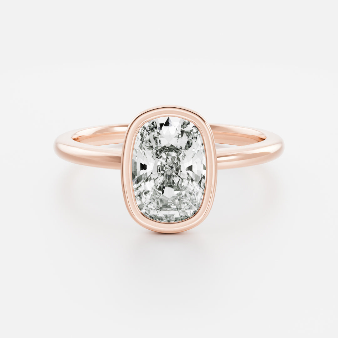 1.5 CT Elongated Cushion: Bezel Lab Grown Diamond Engagement Ring