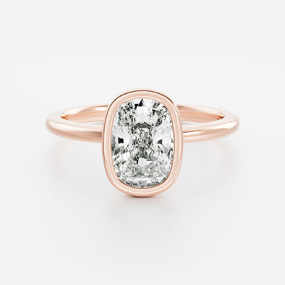 1.5 CT Elongated Cushion: Bezel Lab Grown Diamond Engagement Ring