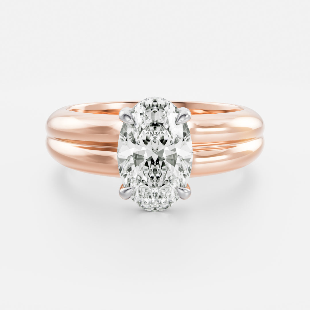 2 CT Oval: Pronged Bezel Lab Grown Diamond Engagement Ring