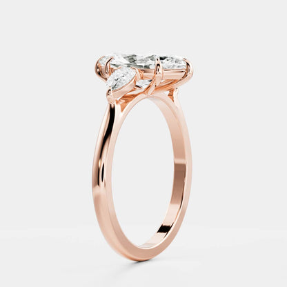 2 CT Marquise: Three Stone Lab Grown Diamond Engagement Ring
