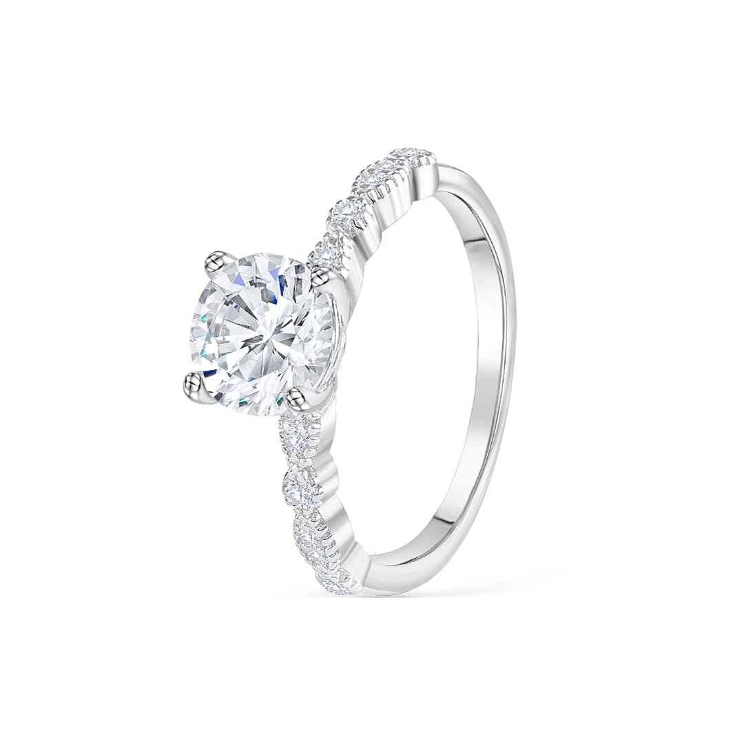 1.80 CT Round Cut Solitaire Moissanite Engagement Ring