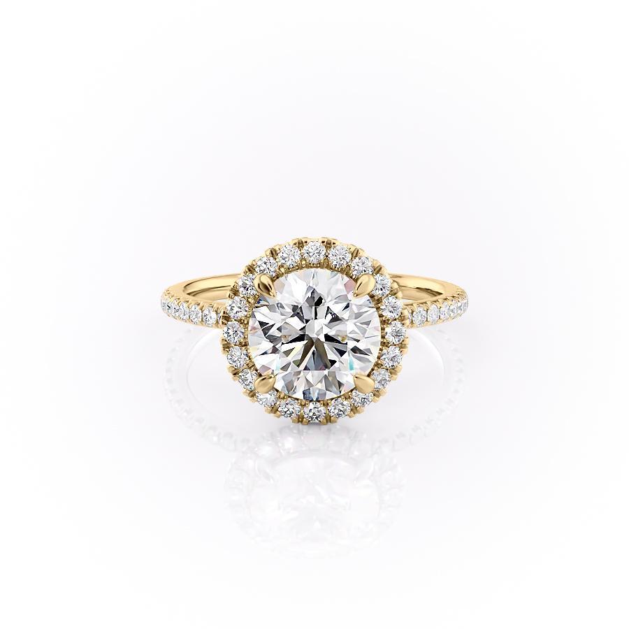 1.90 CT Round Cut Halo Pave Setting Moissanite Engagement Ring