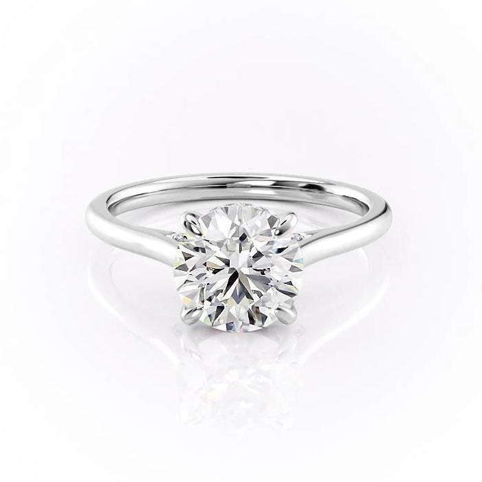 1.60 CT Round Cut Solitaire Hidden Halo Setting Moissanite Engagement Ring