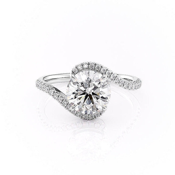 1.35 CT Round Cut Bypass Setting Moissanite Engagement Ring