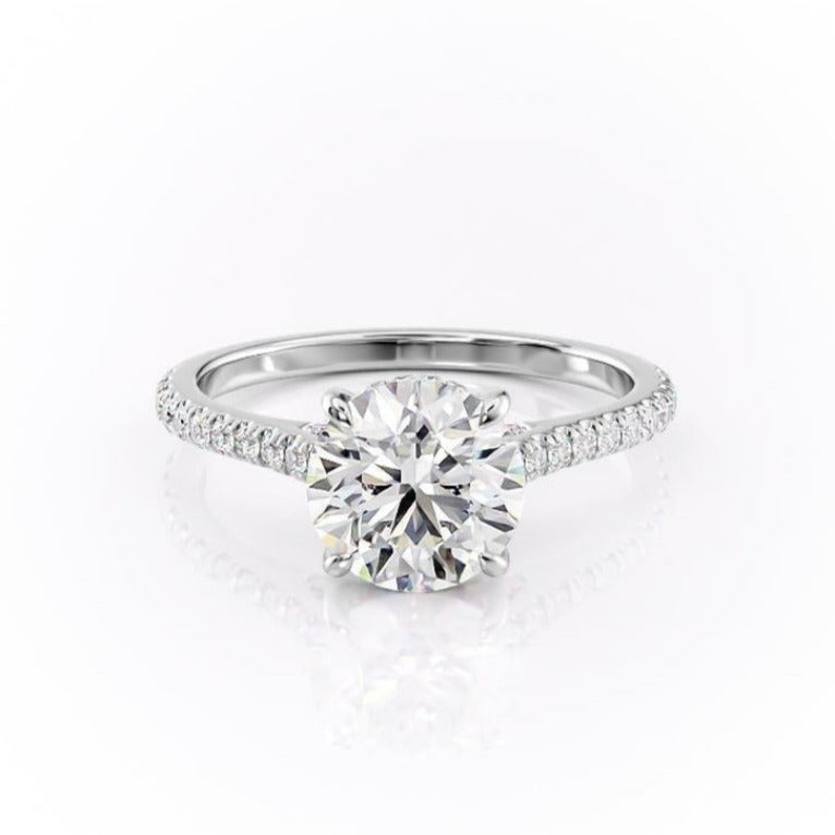 1.60 CT Round Cut Solitaire Pave Setting Moissanite Engagement Ring