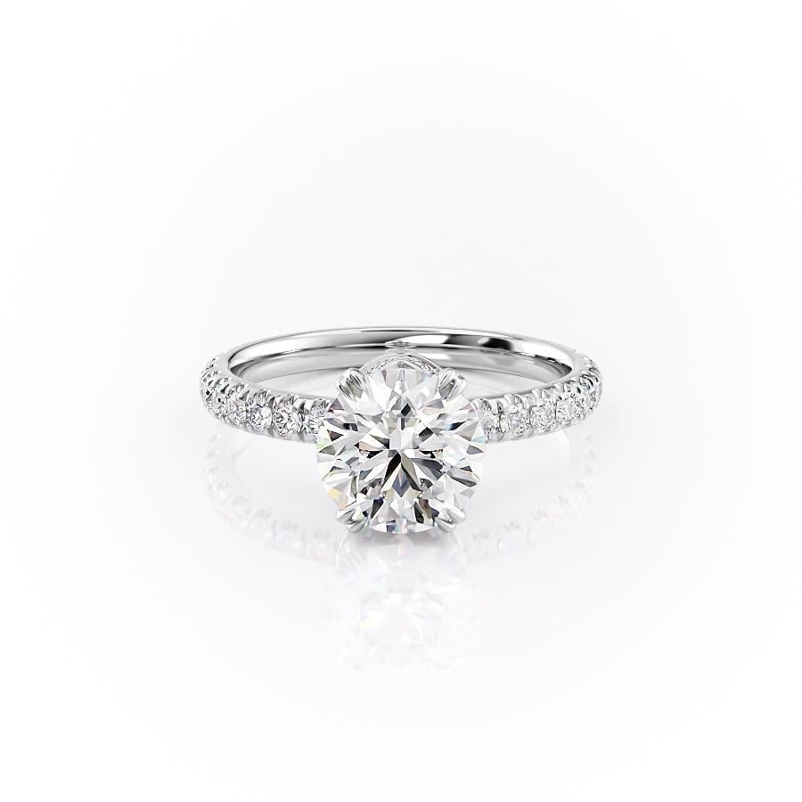 1.60 CT Round Cut Solitaire Pave Setting Moissanite Engagement Ring
