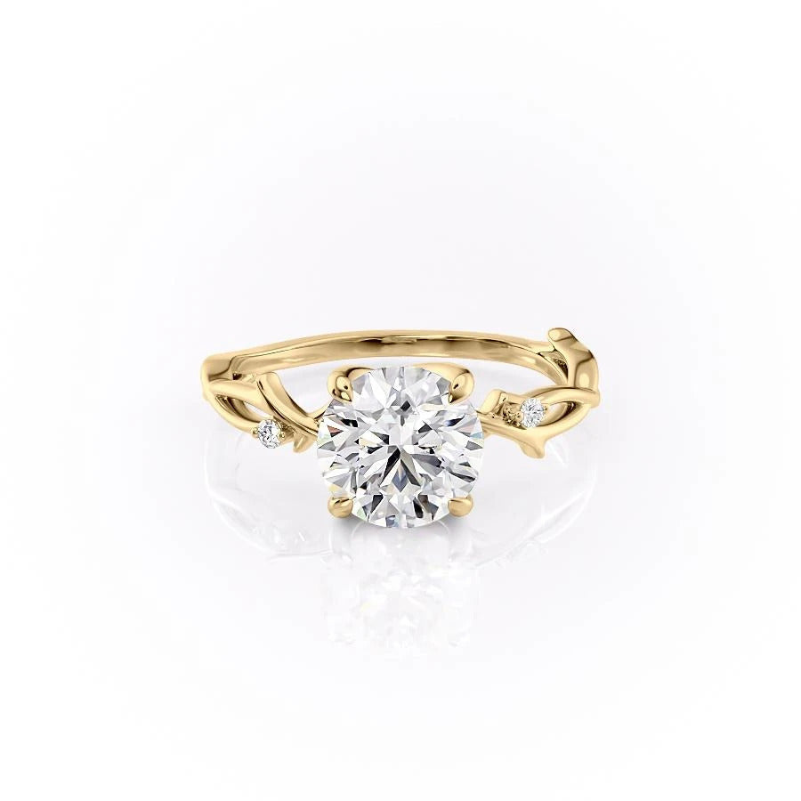 1.90 CT Round Cut Solitaire Twig Style Moissanite Engagement Ring