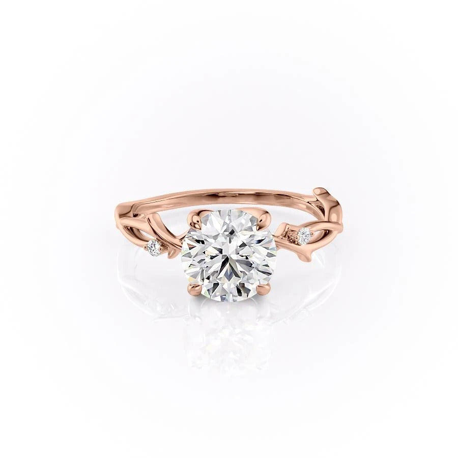 1.90 CT Round Cut Solitaire Twig Style Moissanite Engagement Ring