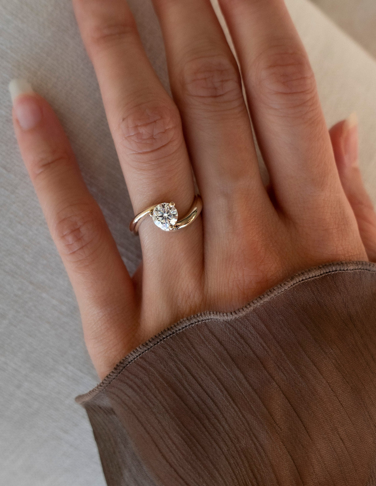 1.0 - 2.0 CT Round Cut Lab Grown Diamond Solitaire Engagement Ring
