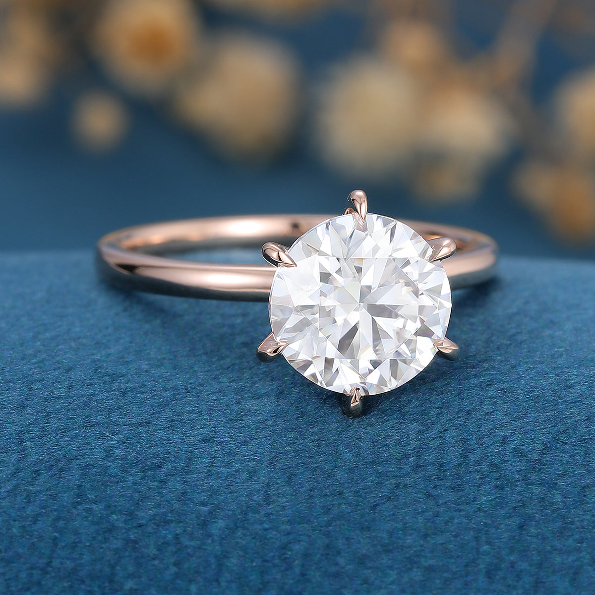 1.90 CT Round Shaped Moissanite Solitaire Engagement Ring