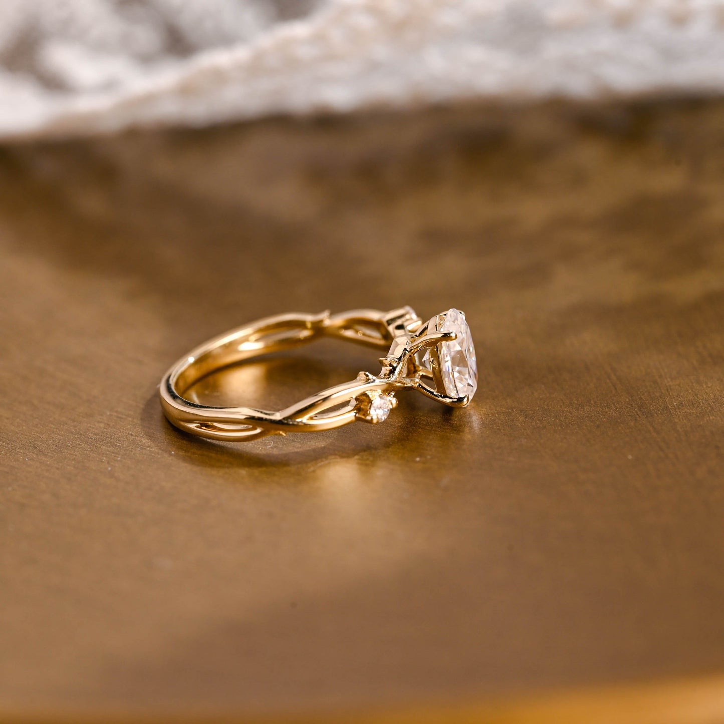 2 CT Emerald Pave Moissanite Engagement Ring