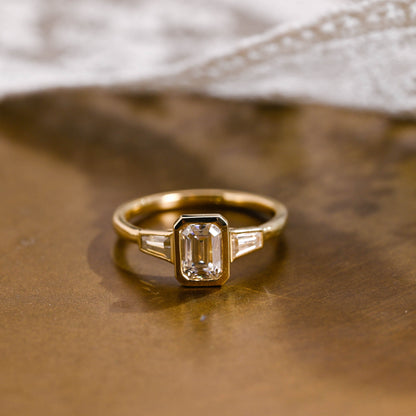2 CT Emerald Pave Moissanite Engagement Ring