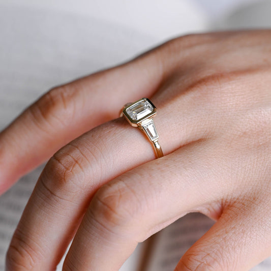 2 CT Emerald Pave Moissanite Engagement Ring