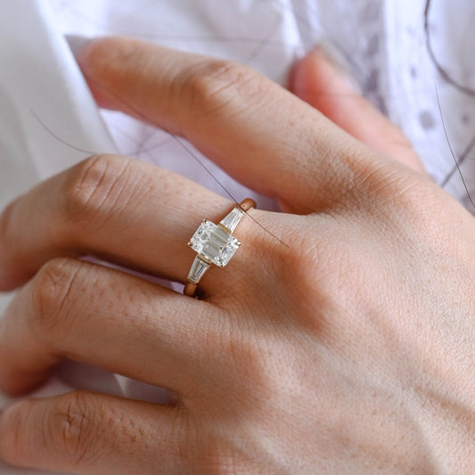 2 CT Emerald Pave Moissanite Engagement Ring