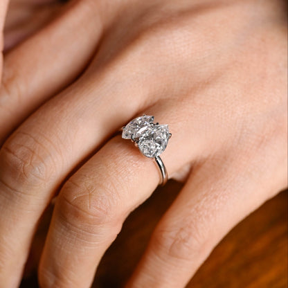 2 CT Emerald Pave Moissanite Engagement Ring