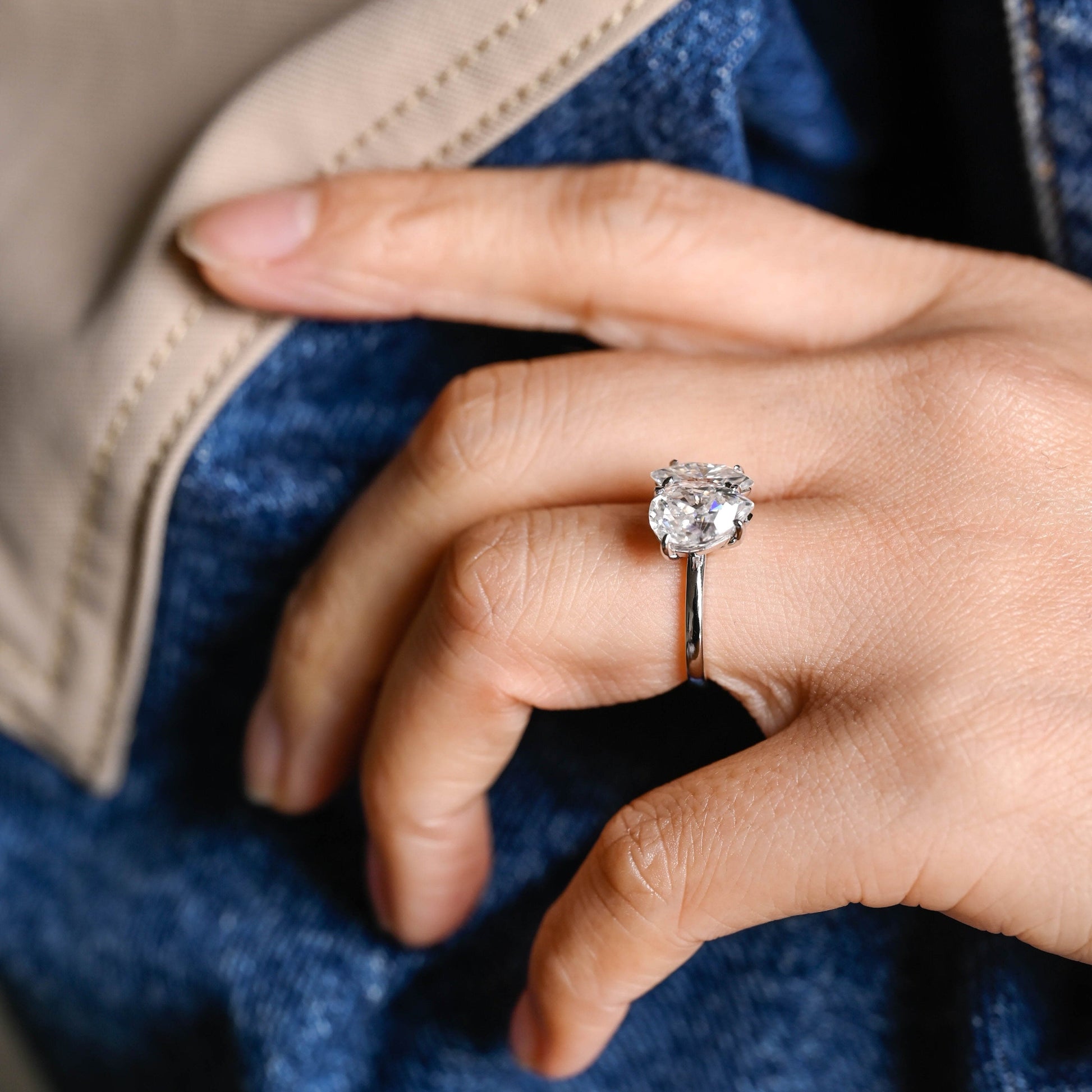 2 CT Emerald Pave Moissanite Engagement Ring
