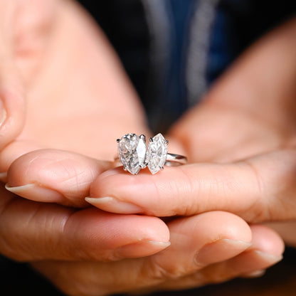 2 CT Emerald Pave Moissanite Engagement Ring