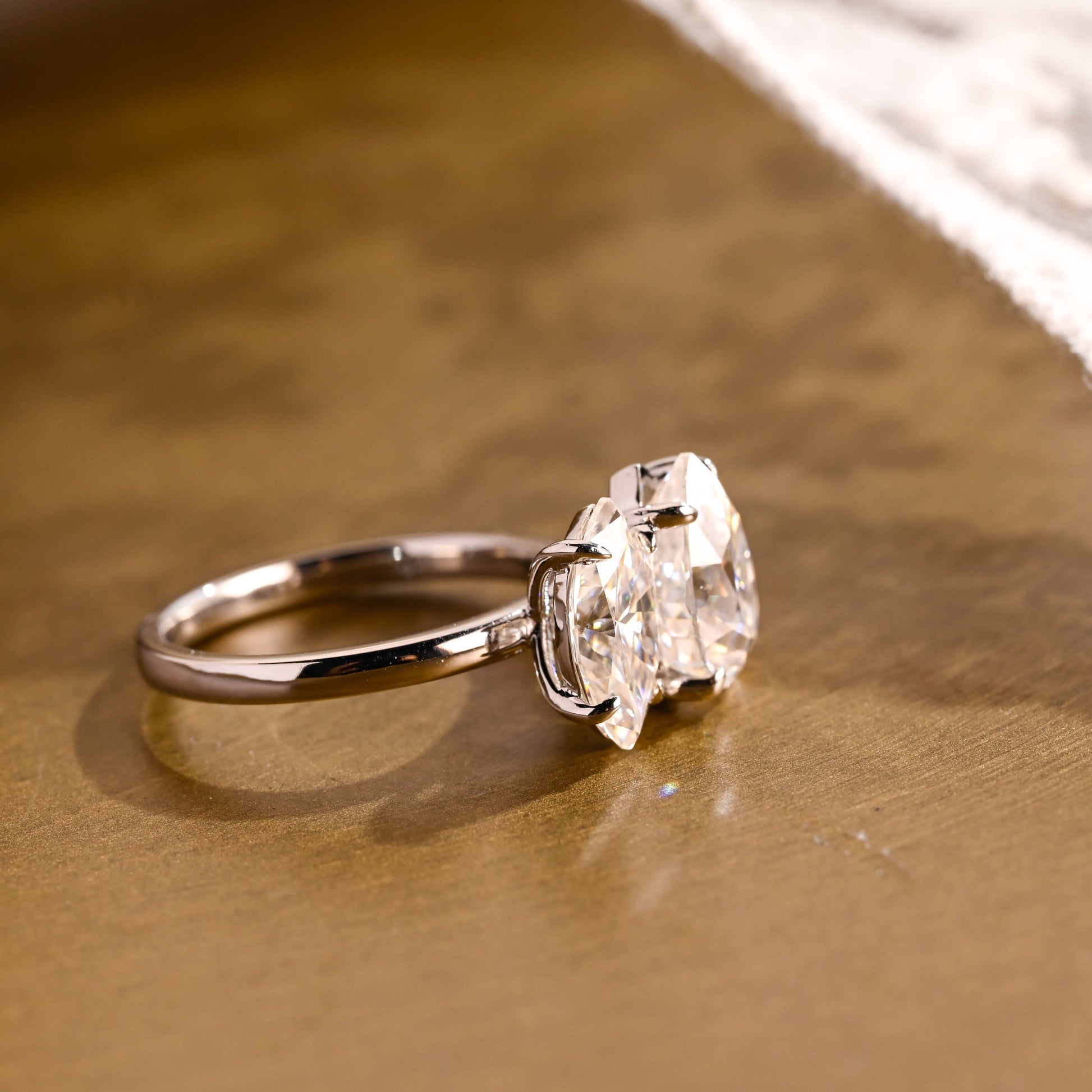2 CT Emerald Pave Moissanite Engagement Ring