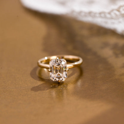 2 CT Emerald Pave Moissanite Engagement Ring