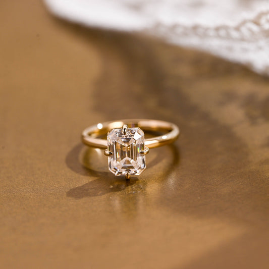 2 CT Emerald Pave Moissanite Engagement Ring