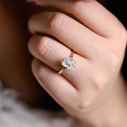 2 CT Emerald Pave Moissanite Engagement Ring