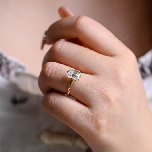 2 CT Emerald Pave Moissanite Engagement Ring